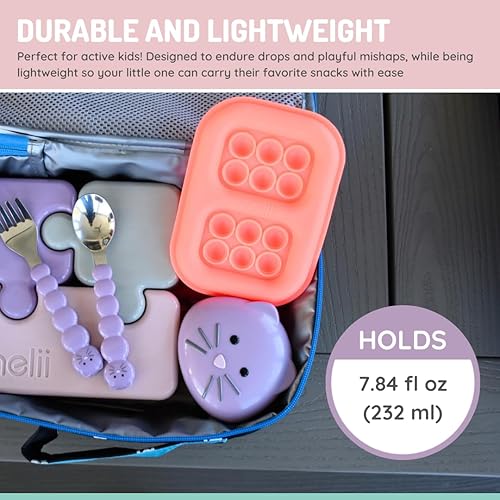 Miniatura 6 de melii Recipientes de animales para niños pequeños y niños, herméticos, a prueba de fugas, almacenamiento de alimentos con tapa de gato, sin BPA,