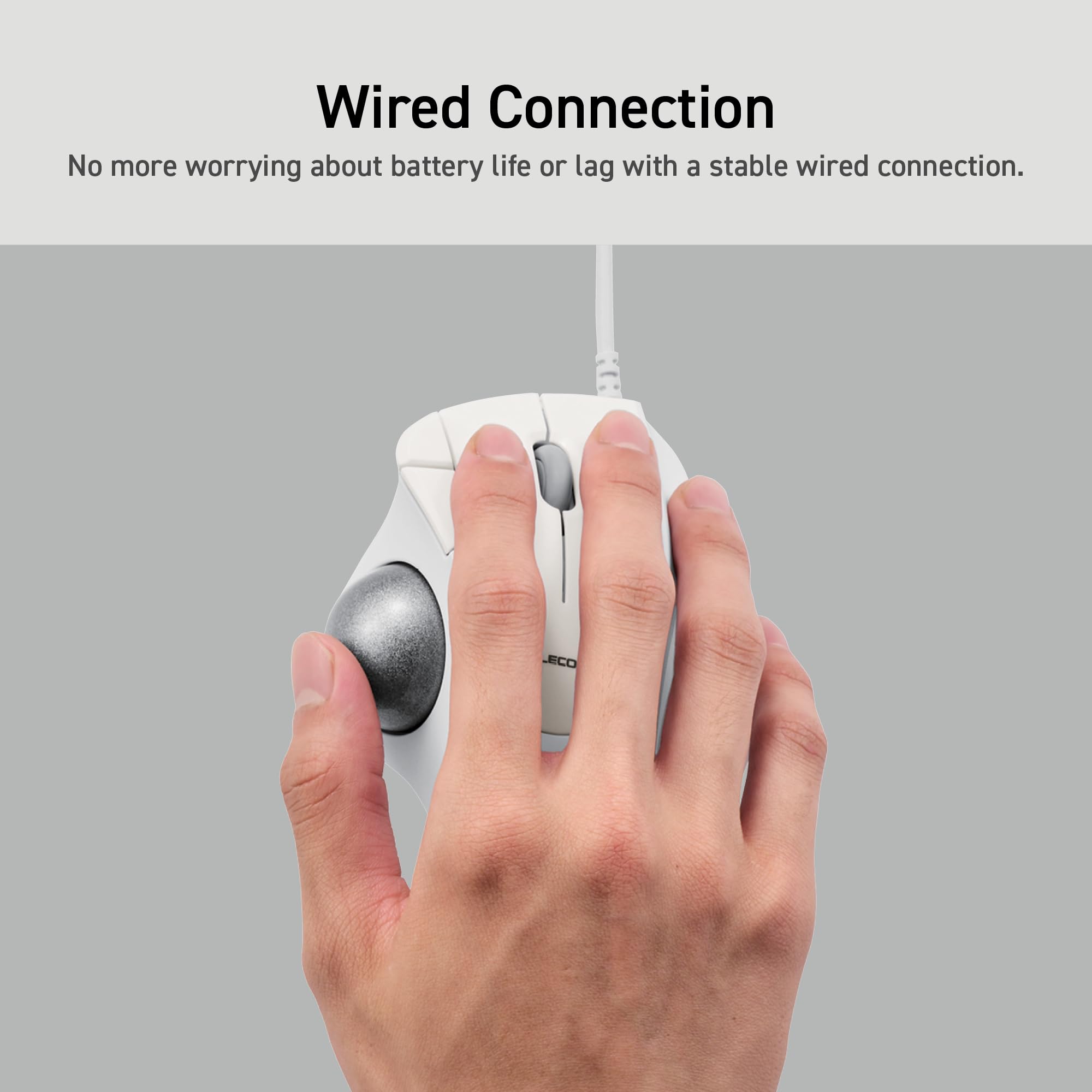 ELECOM Trackball IST filaire USB-A au design ergonomique et confortable, suivi fluide avec roulement à billes rubis, boule de 36 mm, contrôle du pouce, compatible avec Windows, PC et Mac (M-IT10URWH)