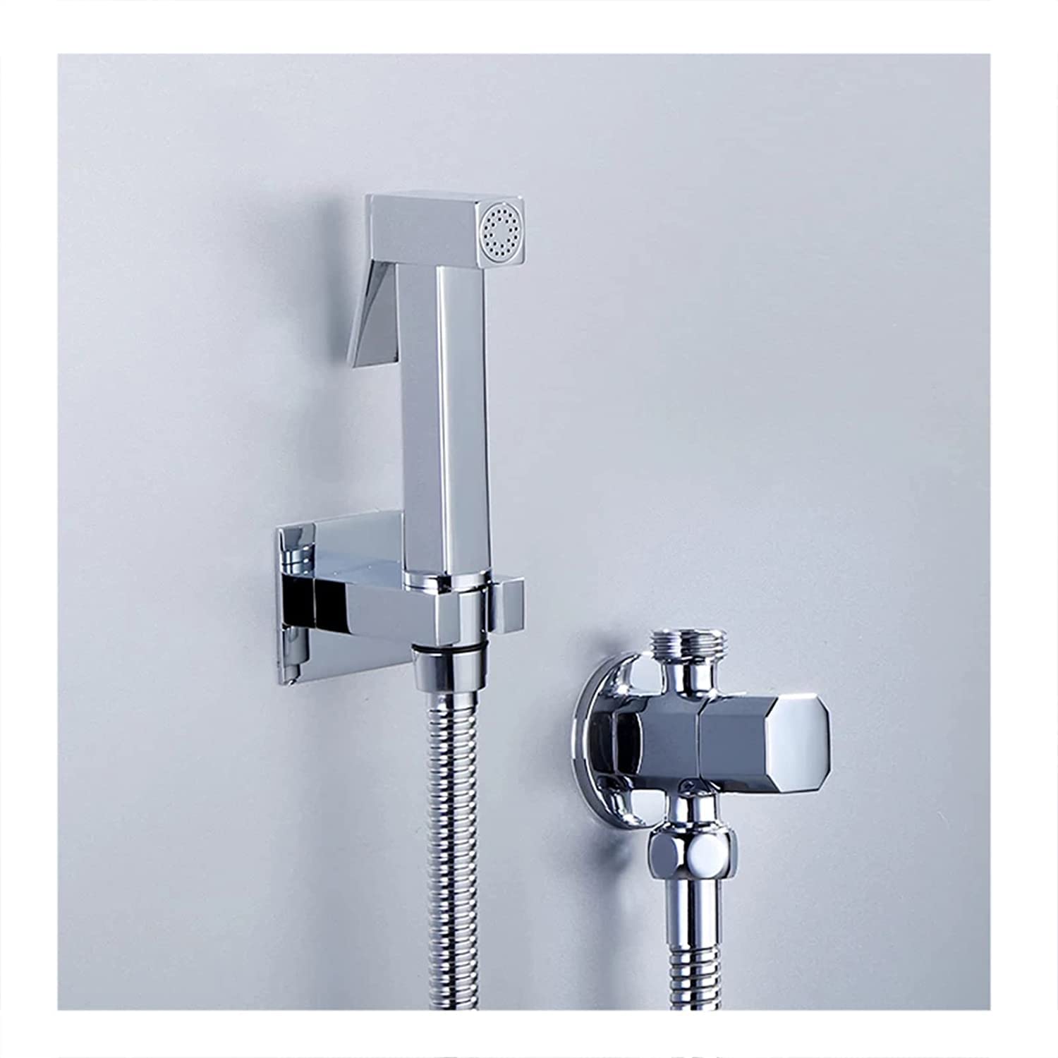ZQFHSX Bidet Faucet, Single Cold Handheld Toilet Sprayer Douche Kit Chrome Hand Held Shower Faucet Stainless Steel Shattaf Copper Valve Jet Set,B Set LWX