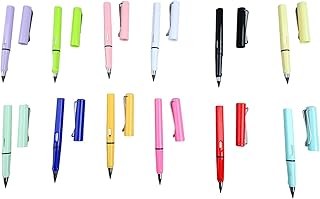 Jauarta 12 lápis sem tinta, clipe de caneta amplo para escrita fluente, reutilizável, lápis infinito com borracha para pintura