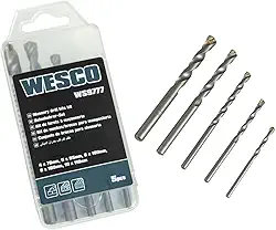 Kit de Brocas Cilíndricas Wesco – 5 Peças | Alta Durabilidade | Aço 40Cr | Tratamento Jateado | Para Concreto, Alvenaria
