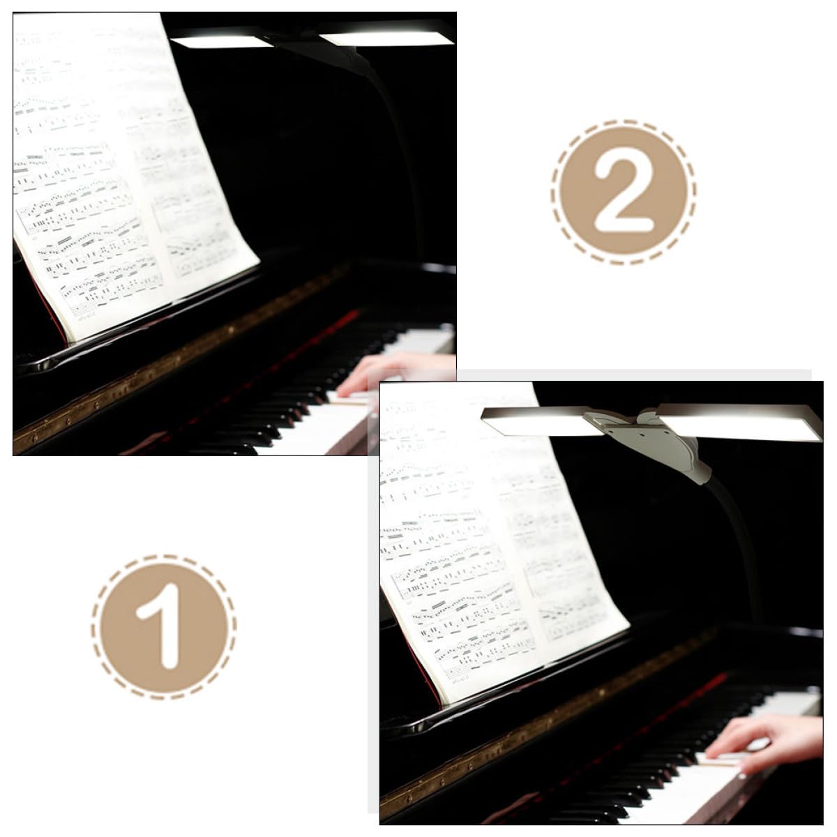 GALPADA Lampada da Lettura LED Clip Ricaricabile Luce Morbida per Spartiti Musicali e Pianoforte Protezione Occhi per Studio e Pratica Musicale