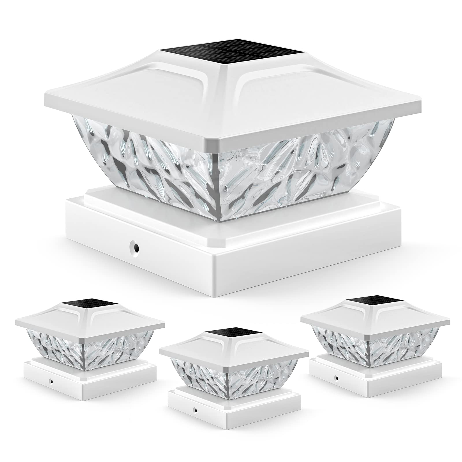 ENSLI 4 Pack Solar Post Cap Lights, 2 Mode Bright Solar Post Lights