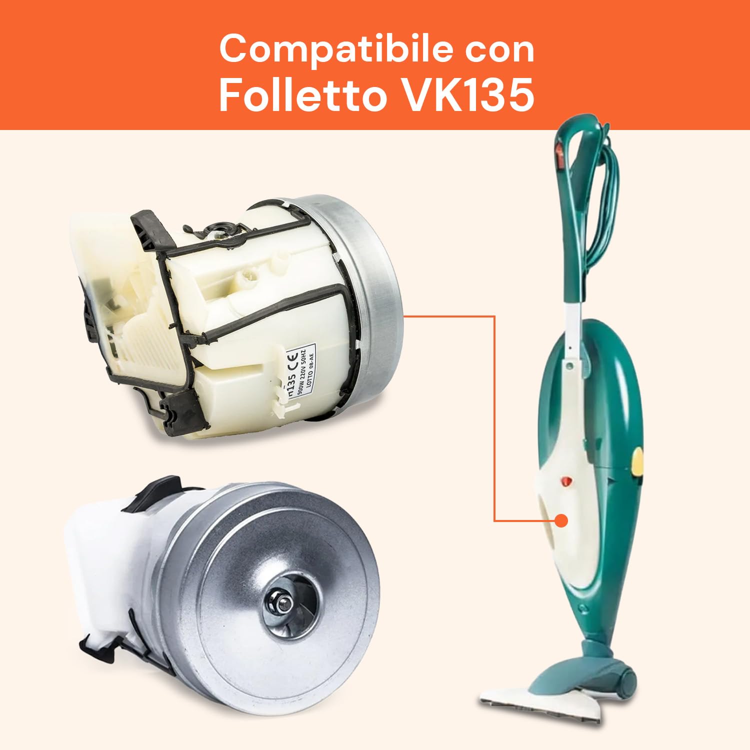 Avilia - Motore Folletto VK135 900W 220/240V Alta Qualità per Ricambio Aspirapolvere, Facile Installazione e Prestazioni Potenti e Durature