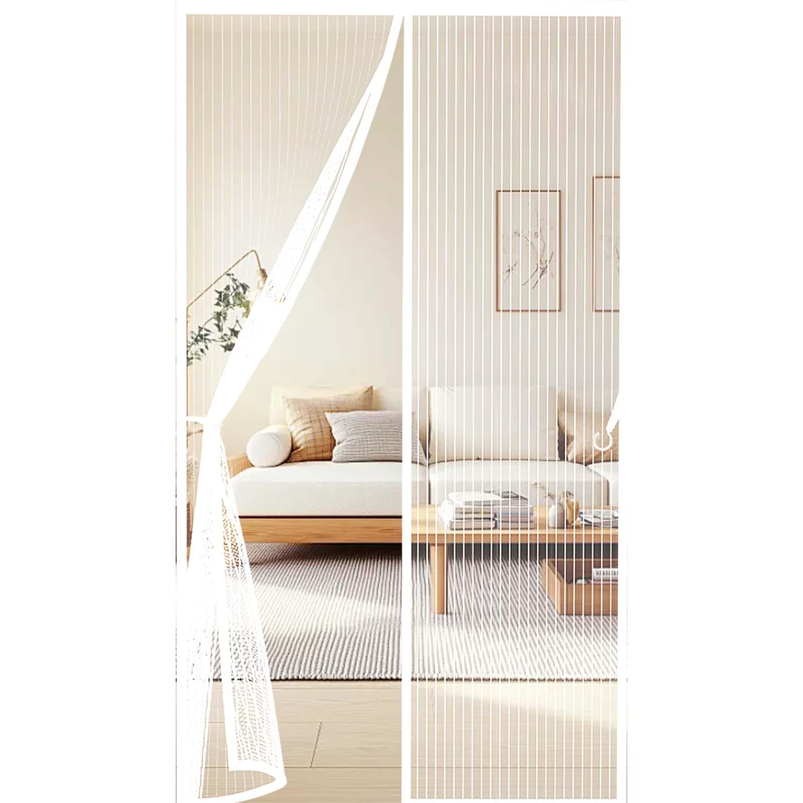 Feijdon White Magnetic Screen Door 109 X 195 Cm Durable, Keeps Bugs Out, Kid And Pet Friendly Screen Doors With Magnets Hundreds Of Sizes, Lets Fresh Air In,