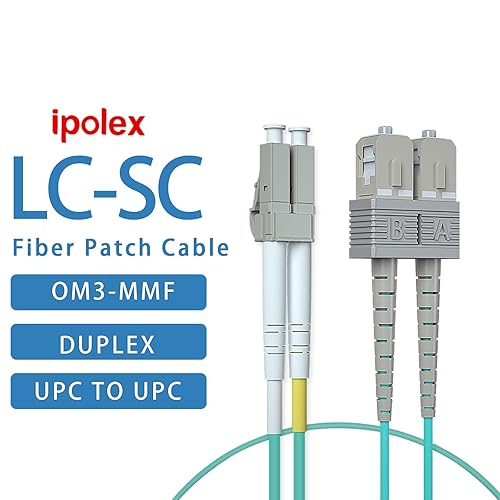 Miniatura 2 de ipolex Cable de conexión de fibra OM3 LC a SC -6.6 ft (7 pies)- LSZH 50125m- 10GbGigabit Cable de fibra óptica multimodo dúplex puente, aguamarina