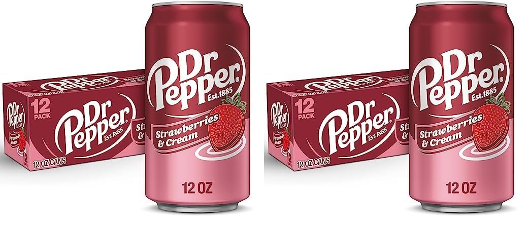Dr Pepper Strawberries and Cream Soda, 12 fl. oz. Cans, 12 Pack (Pack of 2) - Strawberries and Cream - 12 Fl Oz (Pack of 24)