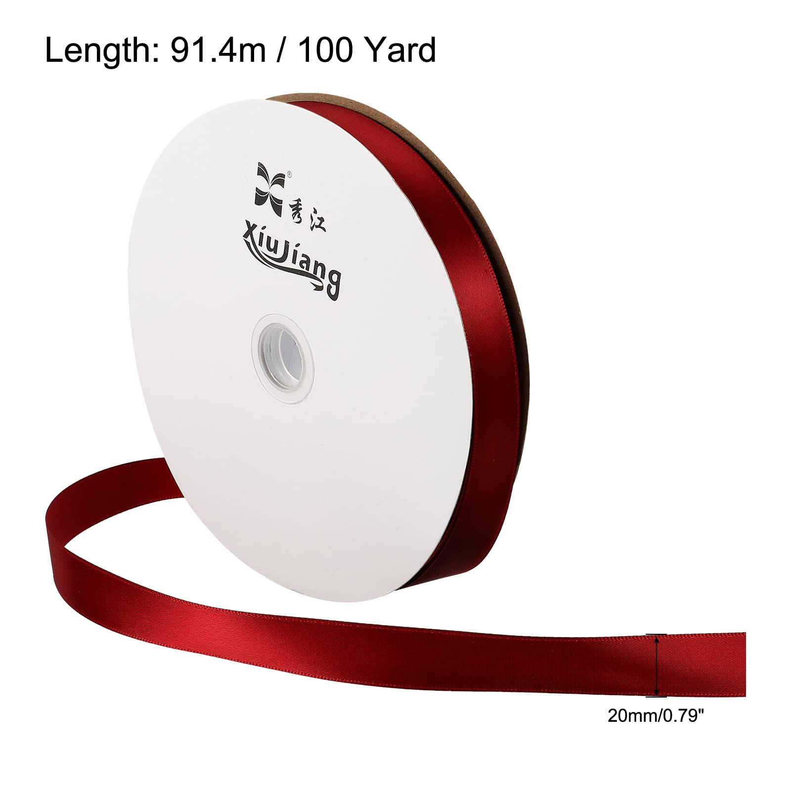 PATIKIL 0.79 Inch Wide 100 Yards Satin Ribbon, Solid Crafts Roll for Party Home DIY Wrapping Decoration Wine Red - Image 2