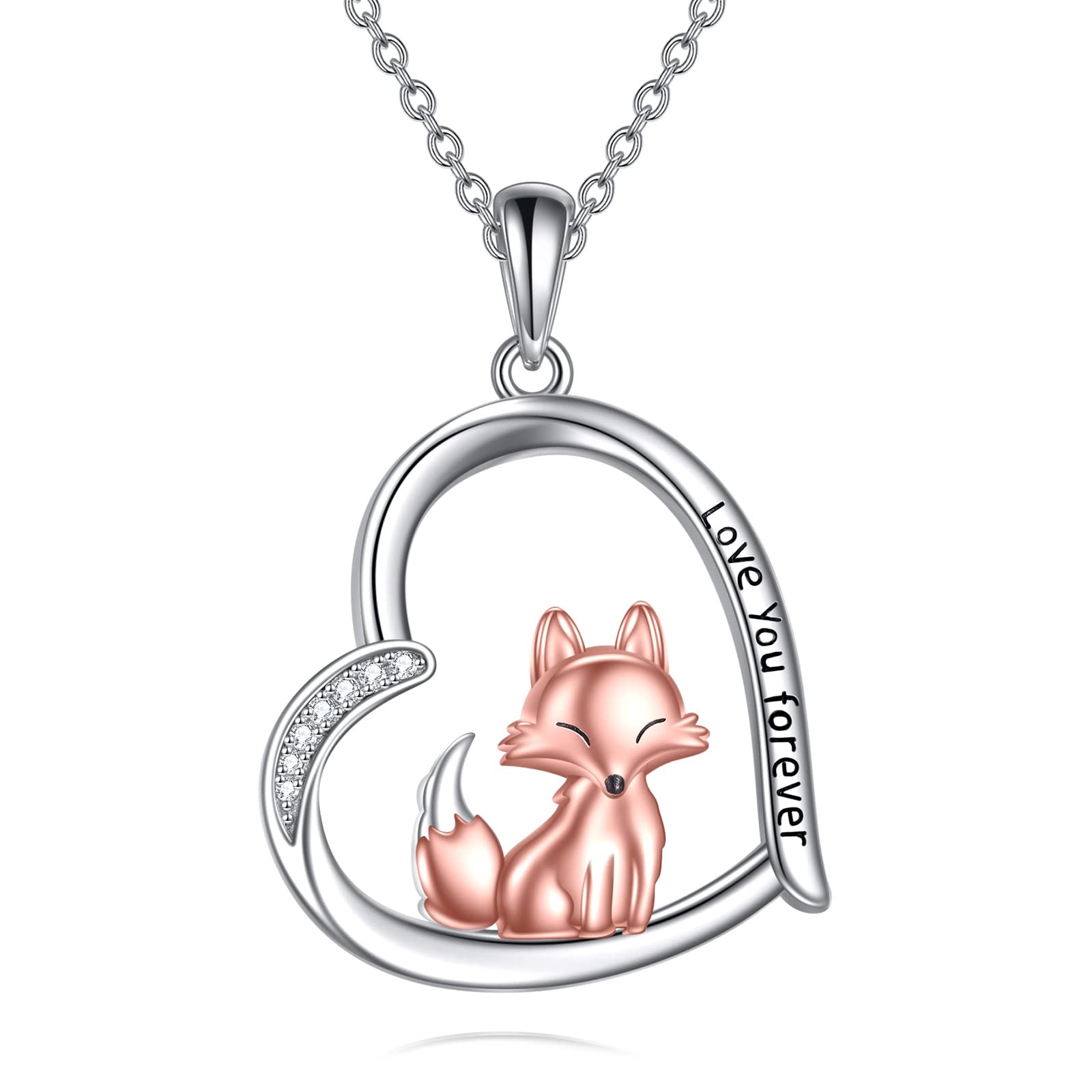 Heart Animal Necklace Sterling Silver Axolotl/Otter/Goat/Cow/Highland Cow/Ferret/Dolphin/Horse/Butterfly/Black Cat/Giraffe Pendant Necklace Heart Animal Jewelry for Women