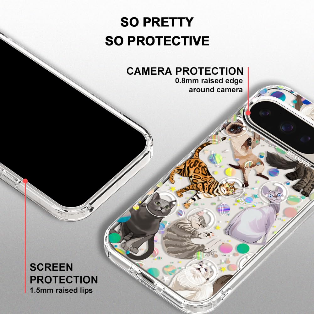 MOSNOVO Case for Google Pixel 10 & Pixel 10 Pro, [Buffertech 6.6ft Military-Grade Drop Protection] [Anti Peel Off Tech] Clear TPU Bumper Phone Case Cover Design - Cute Cherry — view 158