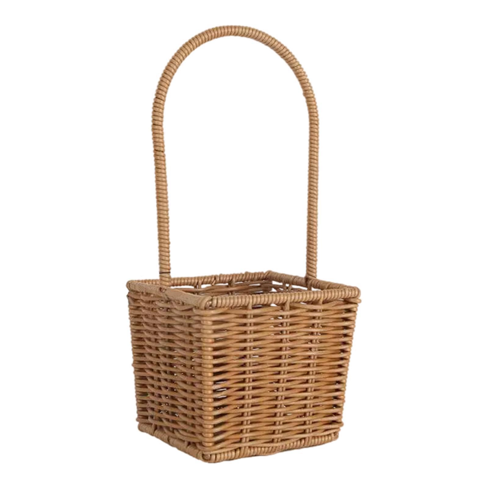 ATORSE Hand Basket Decor with Handle Storage Case Gift Basket for Home Display Lawn 11x11x29cm-image-17