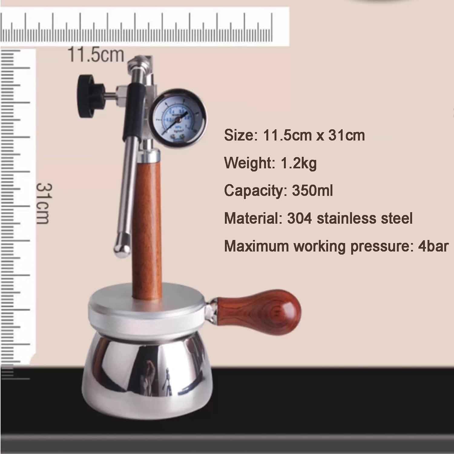 Espumador de leche portátil con boquilla de vapor y manómetro, ángulo ajustable para una espuma perfecta, ideal para acampar al aire libre y uso doméstico.