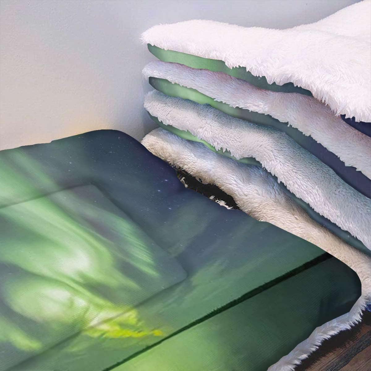 review Dark Blue Mint Green Thermal Pet Mat Bed Liner Borealis Exquisite Atmosphere Solar Large Dog Bed Pad Pets Sleeping Bed Soft Warm Fluffy Kennel Pad Aurora 14