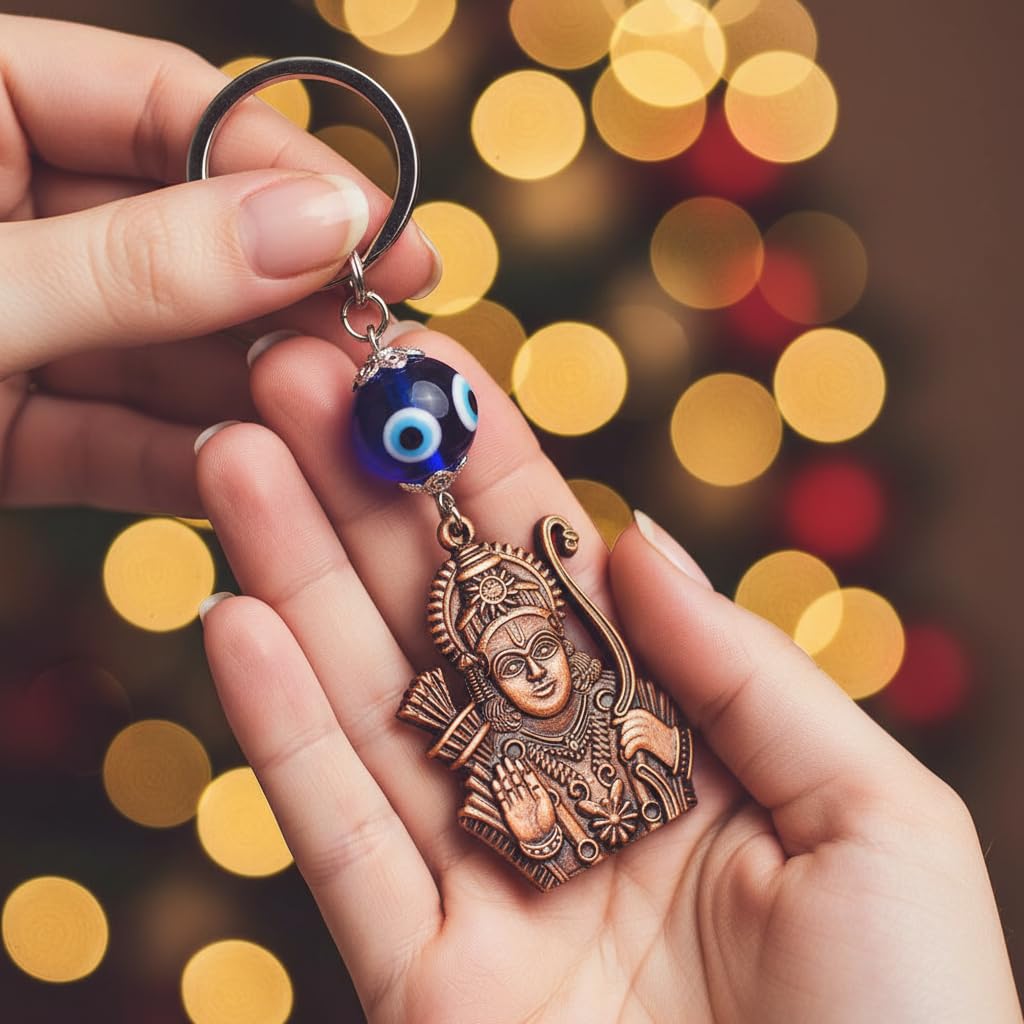 Lord Dhanurdhari Ram Locket Evil Eye Religious Keychain for Men and Women-image-25