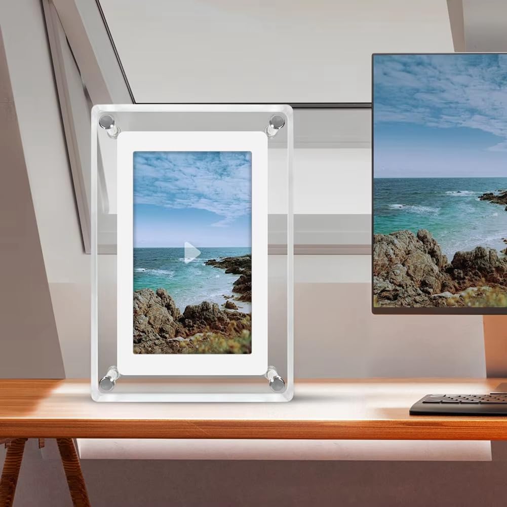 Osmond Cornice Digitale per Foto da 5 Pollici con Display Verticale, Schermo IPS, Batteria di Memoria da 4G e 1200 mAh, Cornice Digitale Portatile Retrato