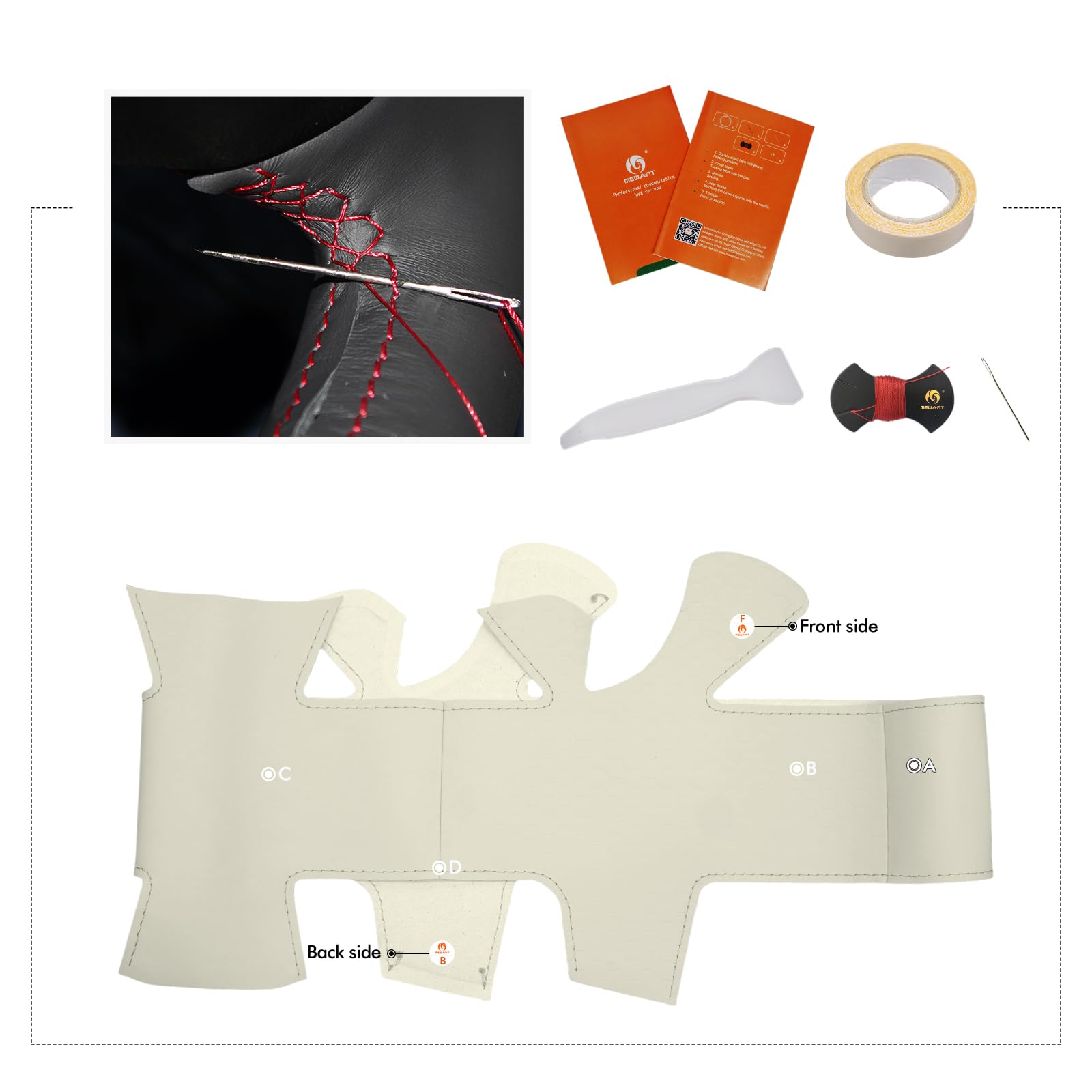 MEWANT Cubierta del Volante Compatible con Fiat 500 2007-2015 Fiat 500e 2014-2018 Fiat 500C 2014-2017