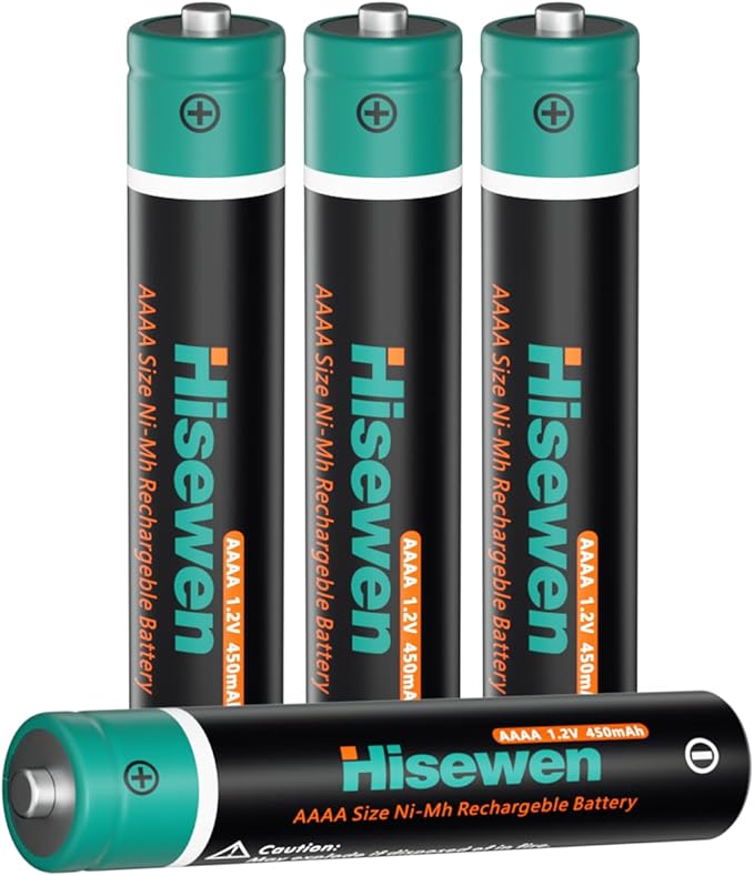AAAA Batteries, Hisewen Rechargeable AAAA Batteries 4Packs for Surface