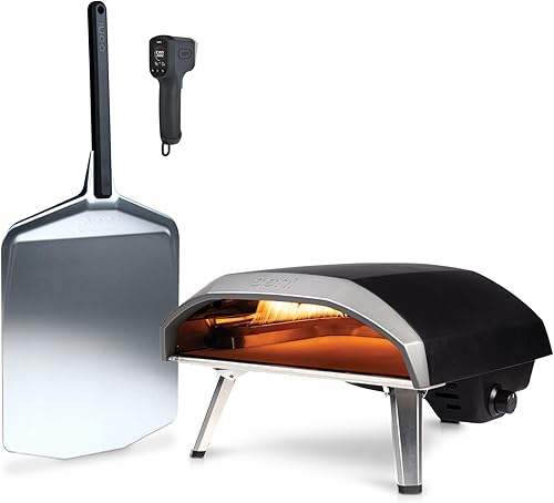 Ooni Horno de pizza Koda 16 a gas, paquete de horno de pizza Essentials, incluye cáscara de pizza de 14 pulgadas y termómetro infrarrojo