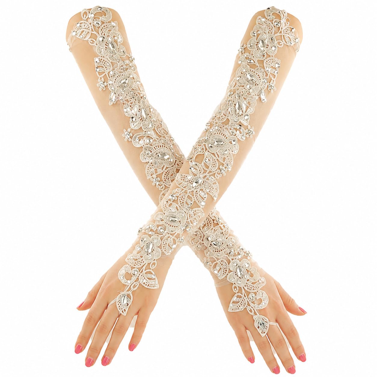 GIVBRO Lace Gloves Leaves Gloves Bridal Wedding Prom Evening Party Fancy Dress Opera Gloves Banquet Gloves for Women