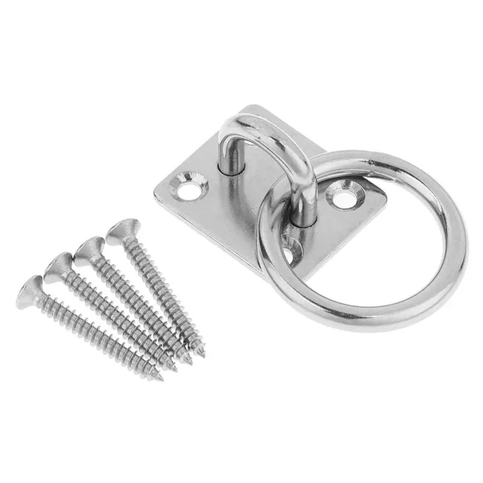 Luvafey Eye Plate 4Pcs Stainless Steel Universal with Ring Marine Eye Plate Stable Best Rust Protection Boat Cabin Accessories for Wall Ceiling Boat Hardware Hanging