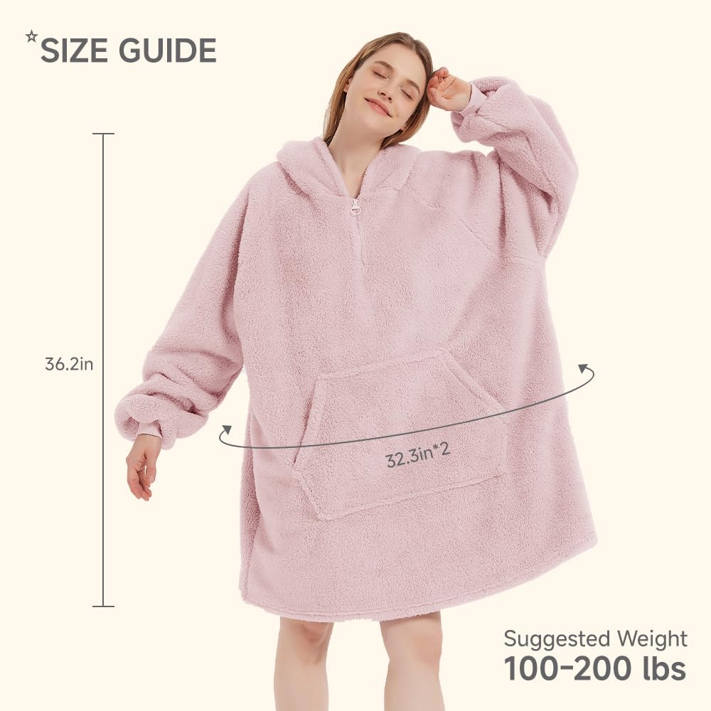 Wearable Blanket Hoodie, Oversized Hoodie Blanket with Sleeves Pocket, Cozy Sweatshirt Blanket Gifts for Adult Kids - Image 3