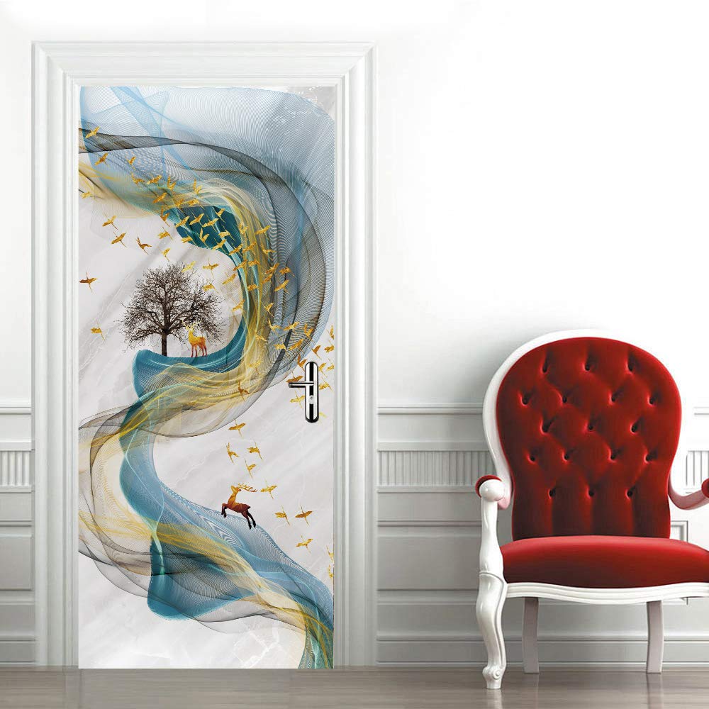 Trompe l'oeil porte 3D amovible pour rénover une porte abîmée sans travaux