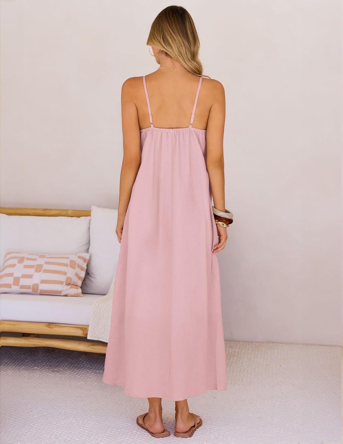 MEROKEETY Women's Boho Maxi Dresses 2026 Spaghetti Straps Spring Summer Sundress Casual Beach Vacation Long Dresses - Image 5