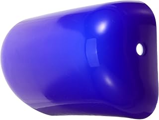 Blue Glass Lamp Shade Replacement for Table and Bedside Lamps | Vintage Decorative Style, Compact Easy Install Design, Room Use, Housewarming Gift, Wear Resistant Glass