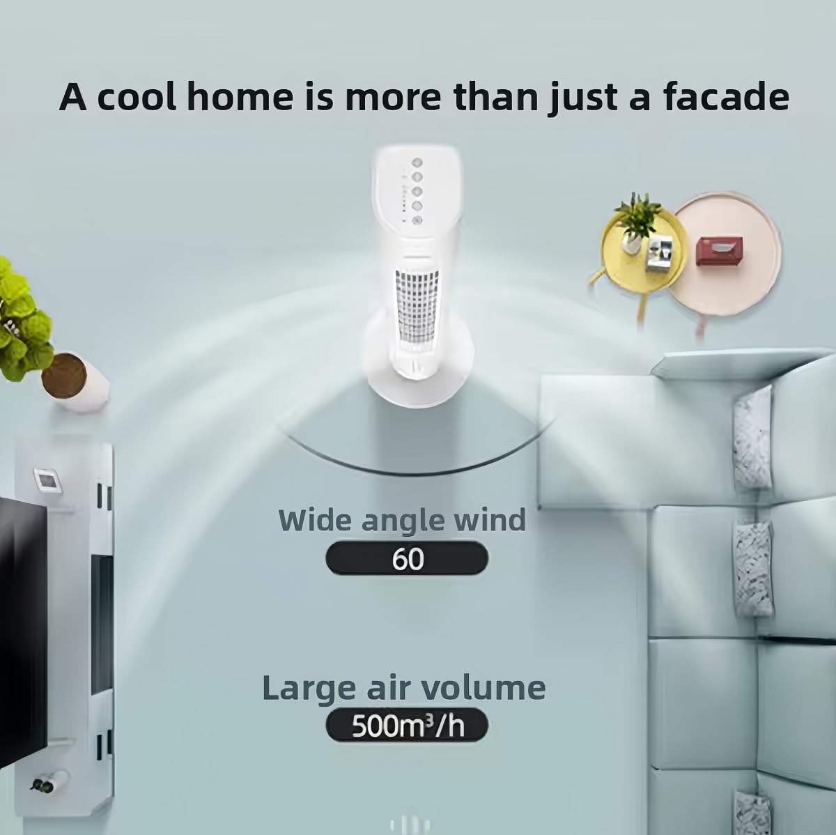 Aire Acondicionado Portátil, Enfriador de Aire 3 en 1, Tanque de Agua de 1200Ml, Ventilador, con Control Remoto, Ajuste de Ventilador de Tres Velocidades, Adecuado para Uso en Casa y Oficina.