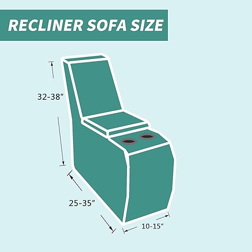 Vista 212 de YEMYHOM Funda elástica de 4 piezas para silla reclinable de jacquard con bolsillo lateral, antideslizante, ajustable, protector de muebles con parte