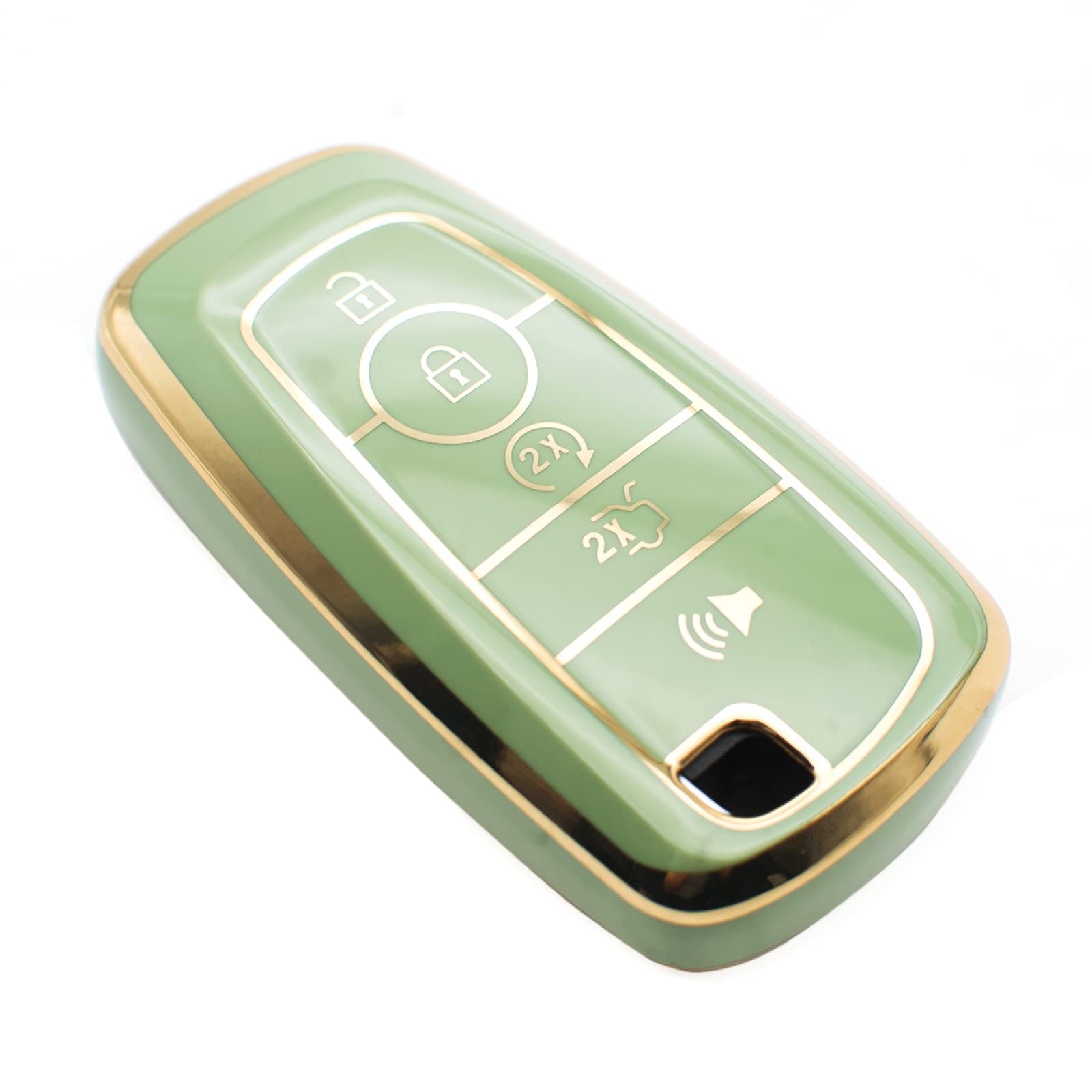 FEYOUNKey Fob Cover Compatible with Ford Escape Expedition Explorer F-150 F-250 F-350 F-450 F-550 Maverick Mustang Lincoln Aviator TPU Remote Keyless Key Fob Case Protection Shell Accessories, Green