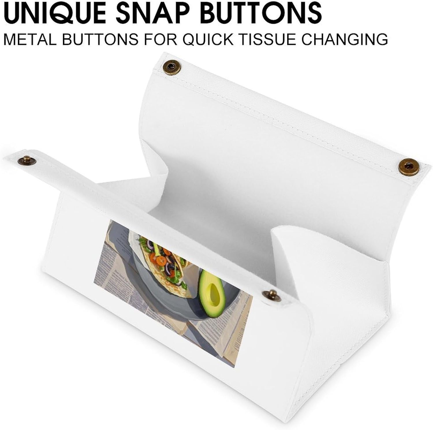 Decorative PU Tissue Paper Holder Vegetable Pancake Printed Tissue Box Cover Napkin Tissues Organizer Home Decor for Bathroom Night Stands Desk Car Dining Table image 3
