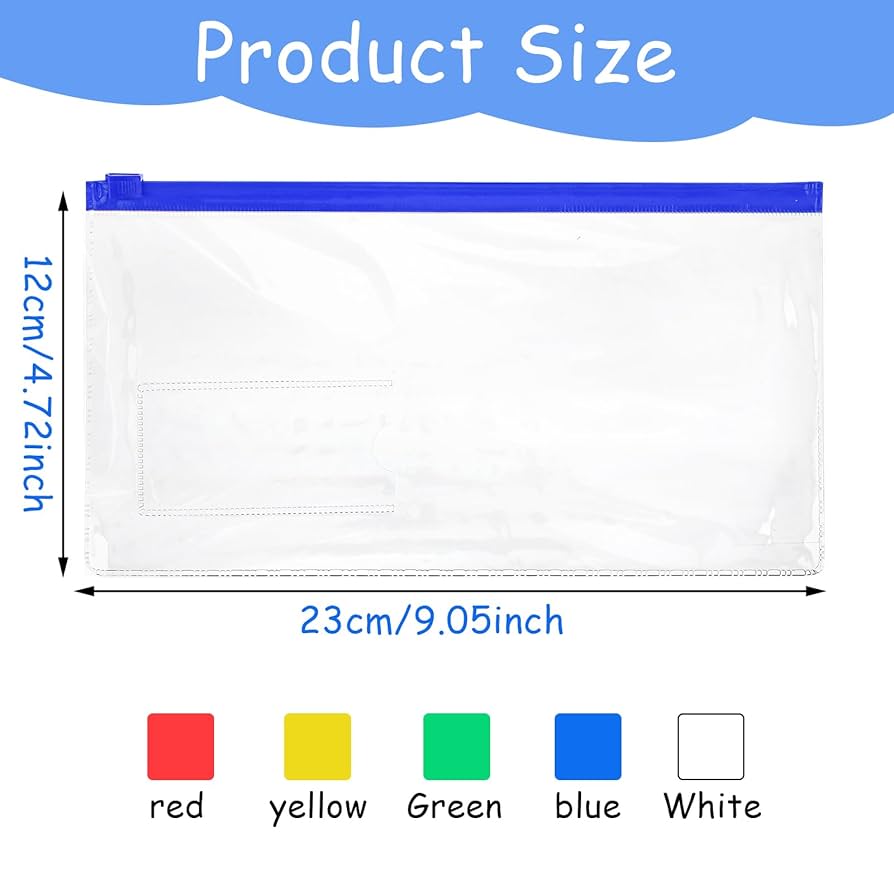 DoTebpa 15 Pcs 5 Colors Small Plastic Zip Document, Clear Plastic Pouch With Zipper For Receipt, Check, Pencil, Mini Tool