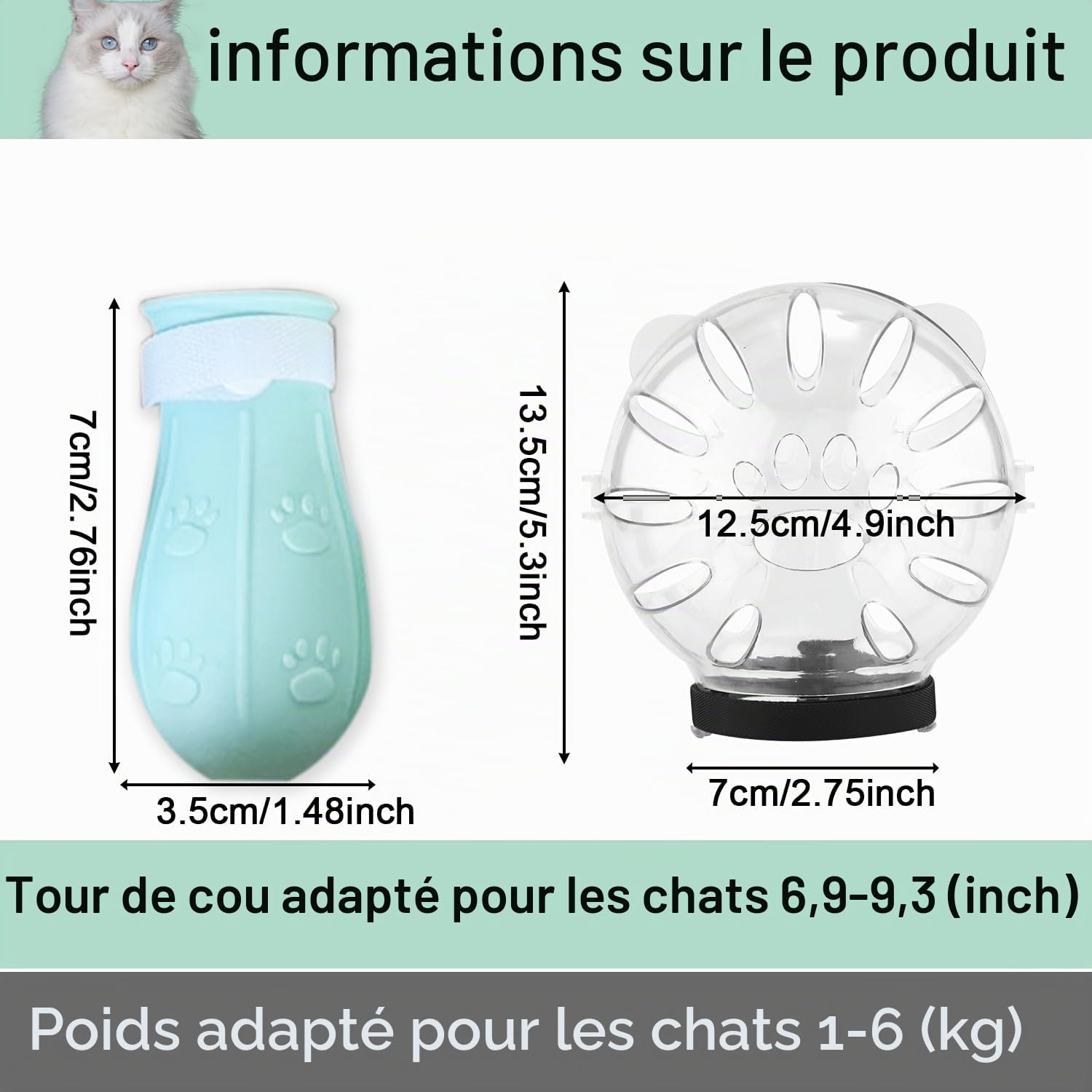 Casque à Bulles Respirant pour Chat avec Couvre Pattes, Masque de Toilettage pour Chat Museau de Chat pour le Toilettage pour Chaton pour le Bain des Chats le Rasage la Coupe des Ongles