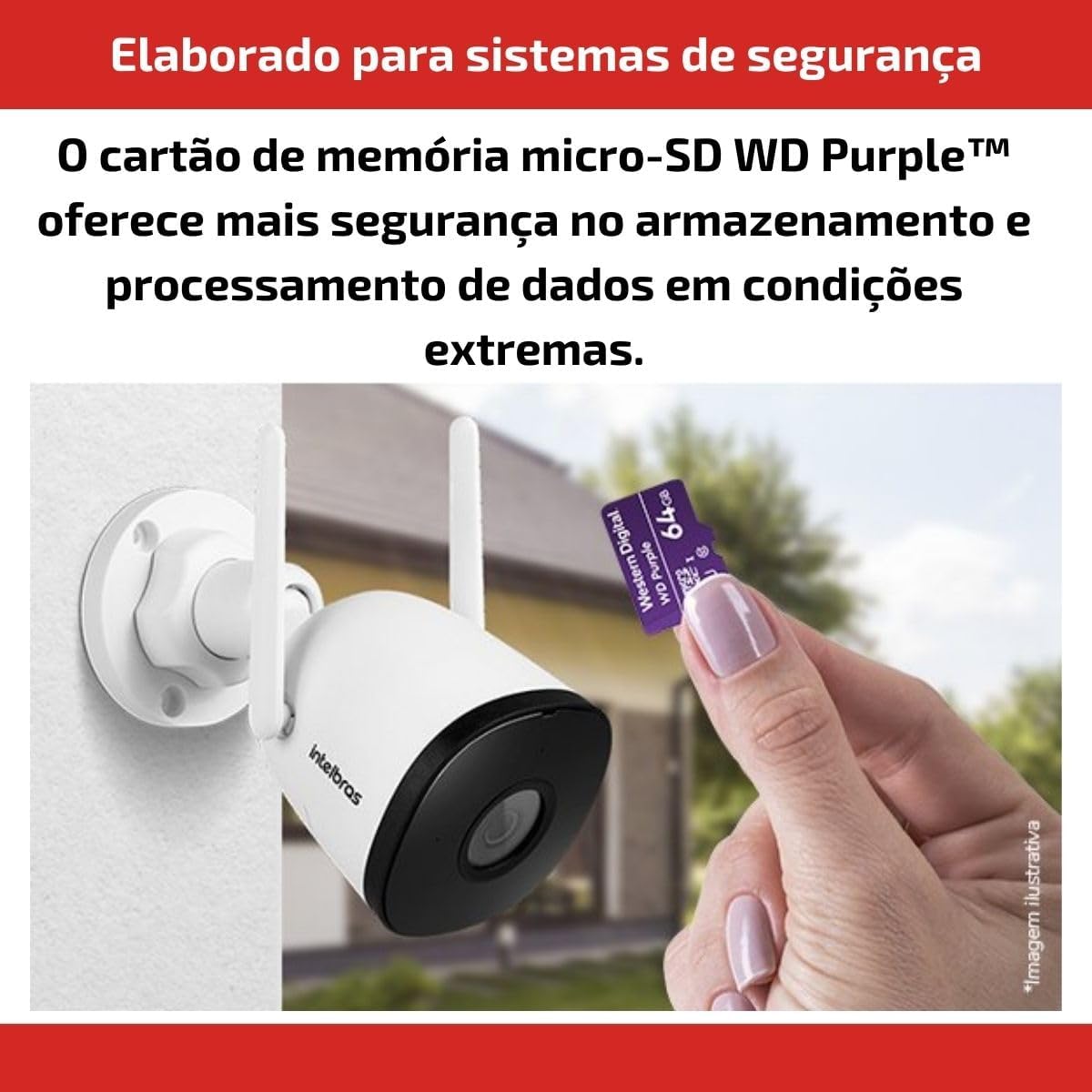2 Cartões de Memória Com 3 anos de Garantia Micro SD 64GB WD Purple Intelbras