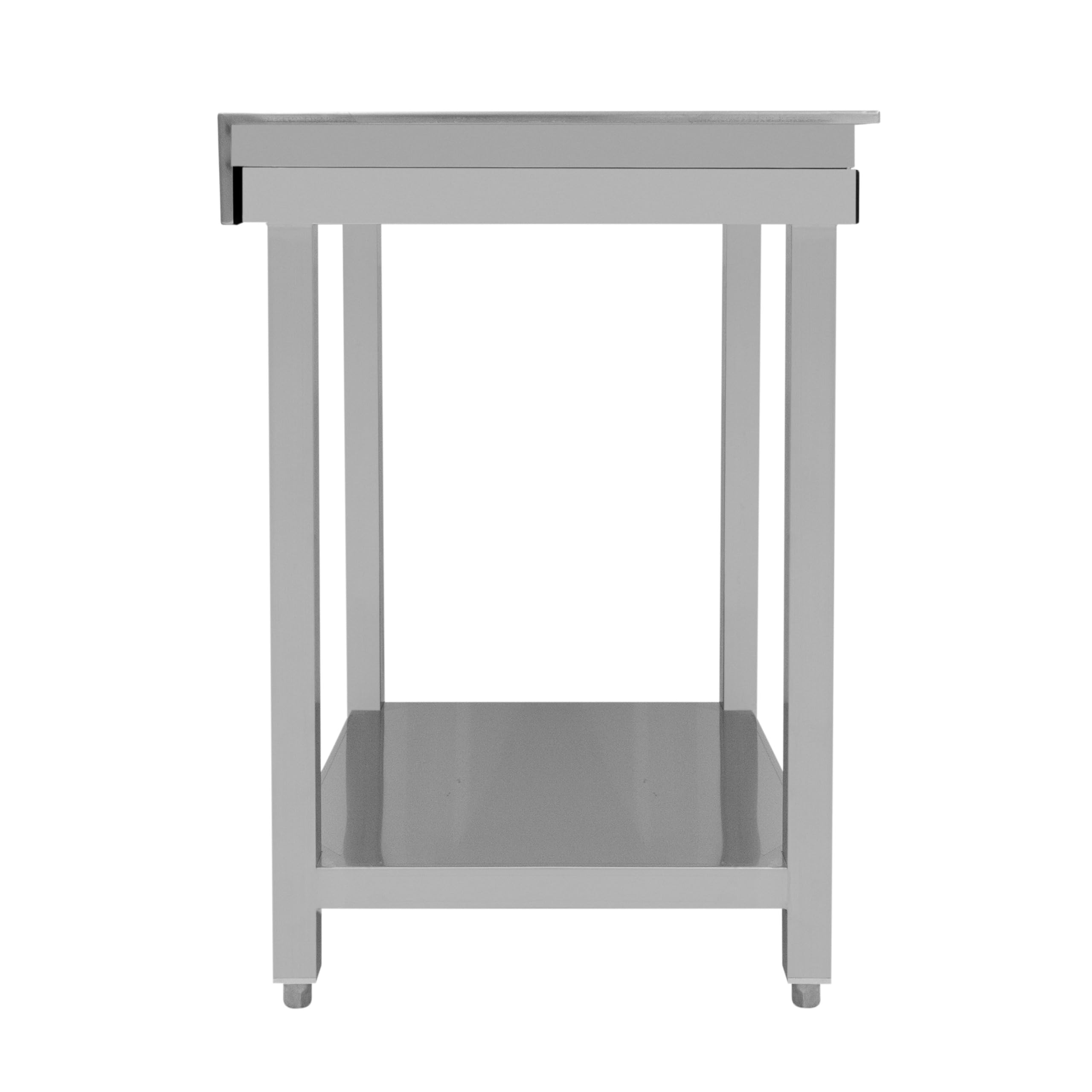 Unità Angolare Modulare da Cocktail Bar con Splashback da 5cm – 85x55x55cm, Mensola a 2 livelli, Bancone di Lavoro, Postazione Prep in Inox Heavy Duty, Piedini Regolabili, Link Bar, 2 x Staffe incluse