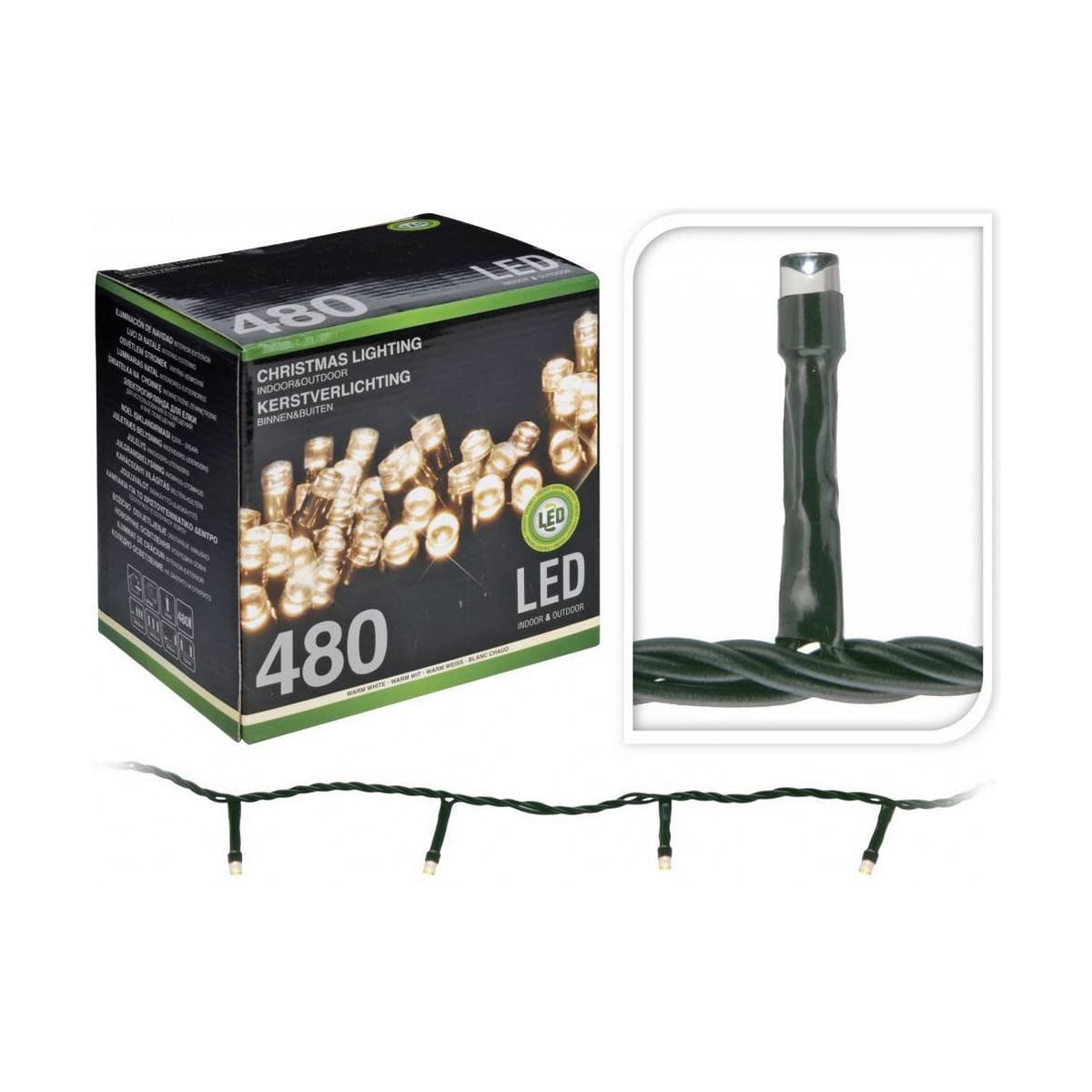 Multistore 71194 Guirnalda Fija 480 Leds Luz Calida, Multicolor, 3900 cm