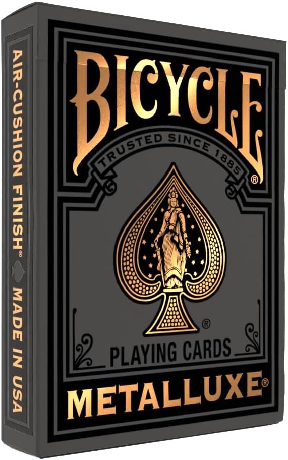 Black and Gold Metalluxe Playing Cards – Premium Foil Metalluxe Deck– Classic Poker Size, Collectible Luxury Design, Great for Game Night, Gifting, and Stocking Stuffer