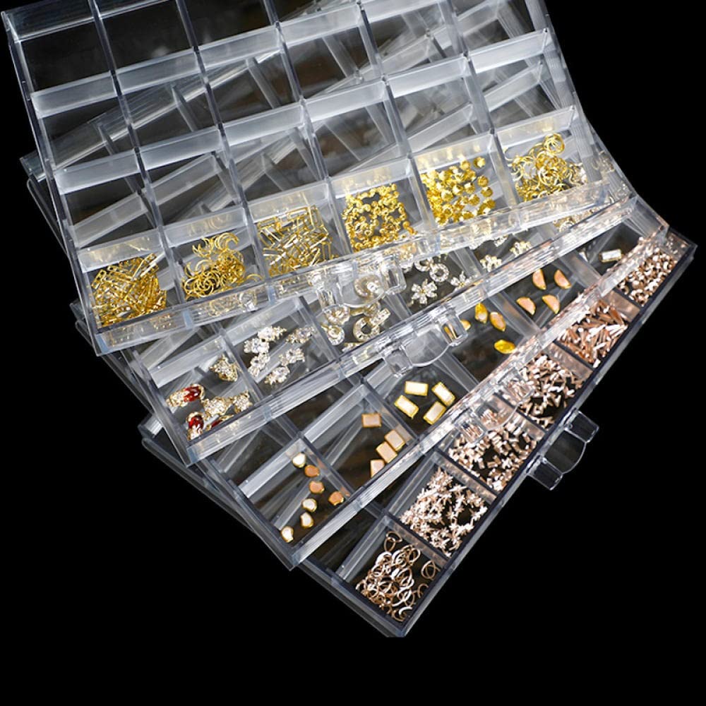 Scatola di Gioielli 120 Griglia monili del chiodo Storage Box 5 strati Jewelry trasparente di diamante della scatola dell' organizzatore del banco di mostra acrilico cassetto di plastica-White Scatol