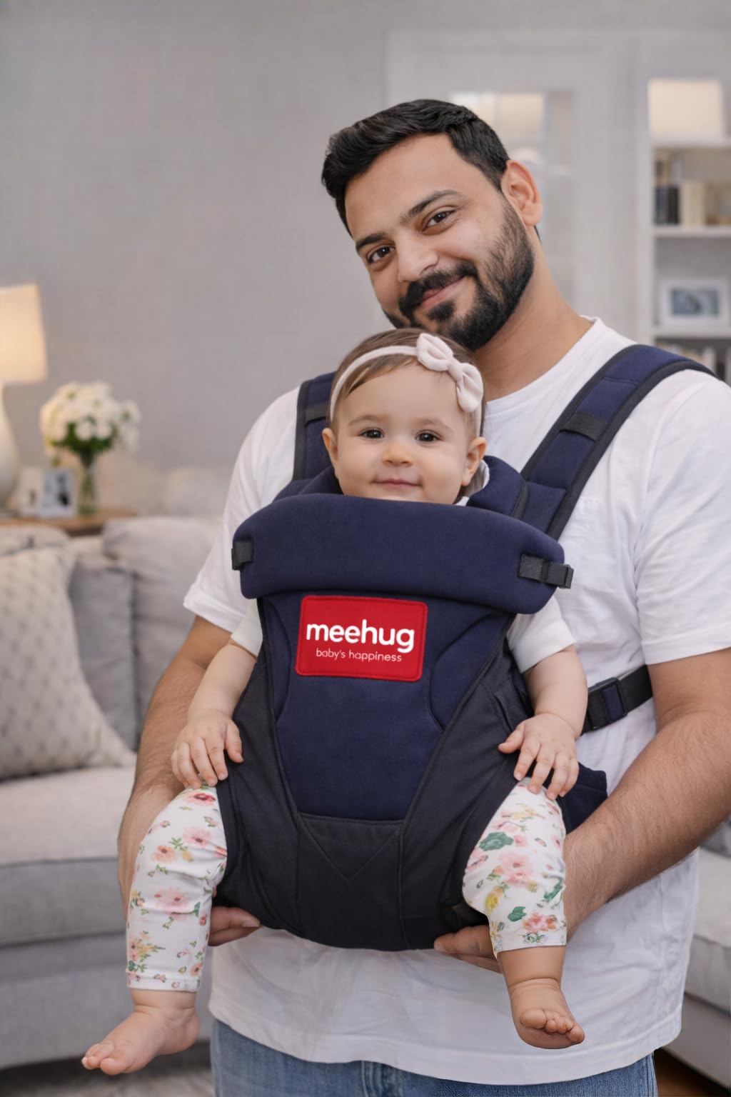 MEEHUG Baby Carrier Bag for Newborn & Infant | Ergonomic Baby Carry Bag with Adjustable Belt | Hands-Free Baby Holder Belt for Moms & Dads | Comfortable Baby Carry Bag | Baby Holder Belt | Navy Blue-image-41