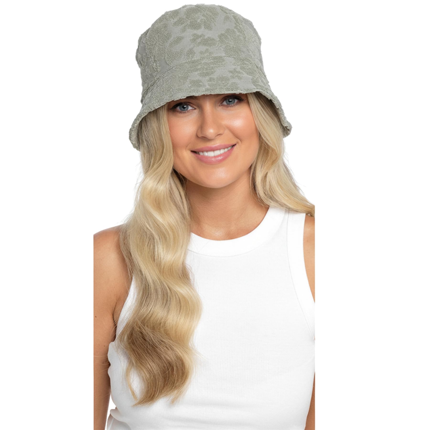 A2Z Womens Embossed Textured Bucket Hat Summer Foldable - Bucket Hat AZ4668 Sage Green S/M