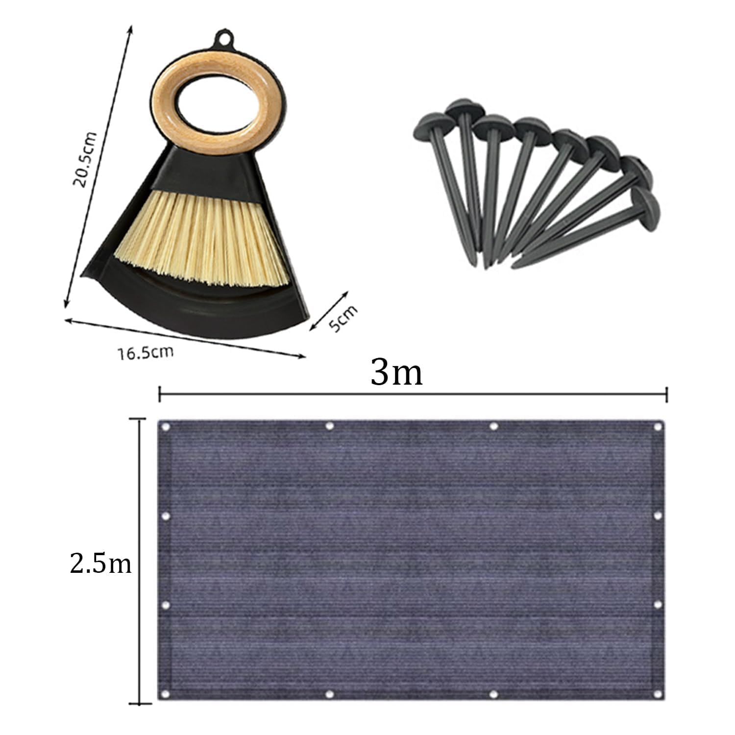 Alfombra De Suelo De Camping 3mx2,5m Polietileno HDPE con Ojales Acero Inoxidable Lavable