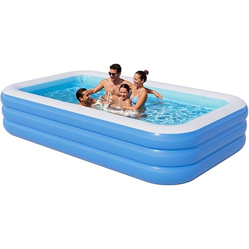 Inflatable Pool for Kids and Adults, 115" x 68" x 22" Blow Up Pools, Rectangular Family Swimming Pool