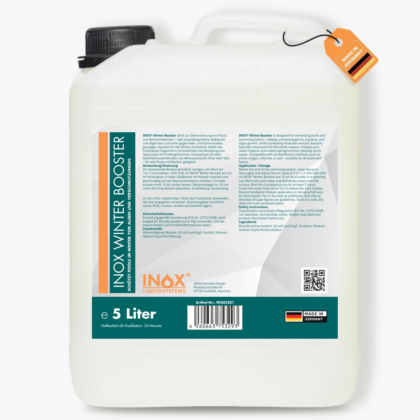 INOX® Pool Wintermittel 5L | Hochwertiges Pool Überwinterungsmittel & Algizid für Pool | Effektives Wintermittel für Poolpflege im Winter