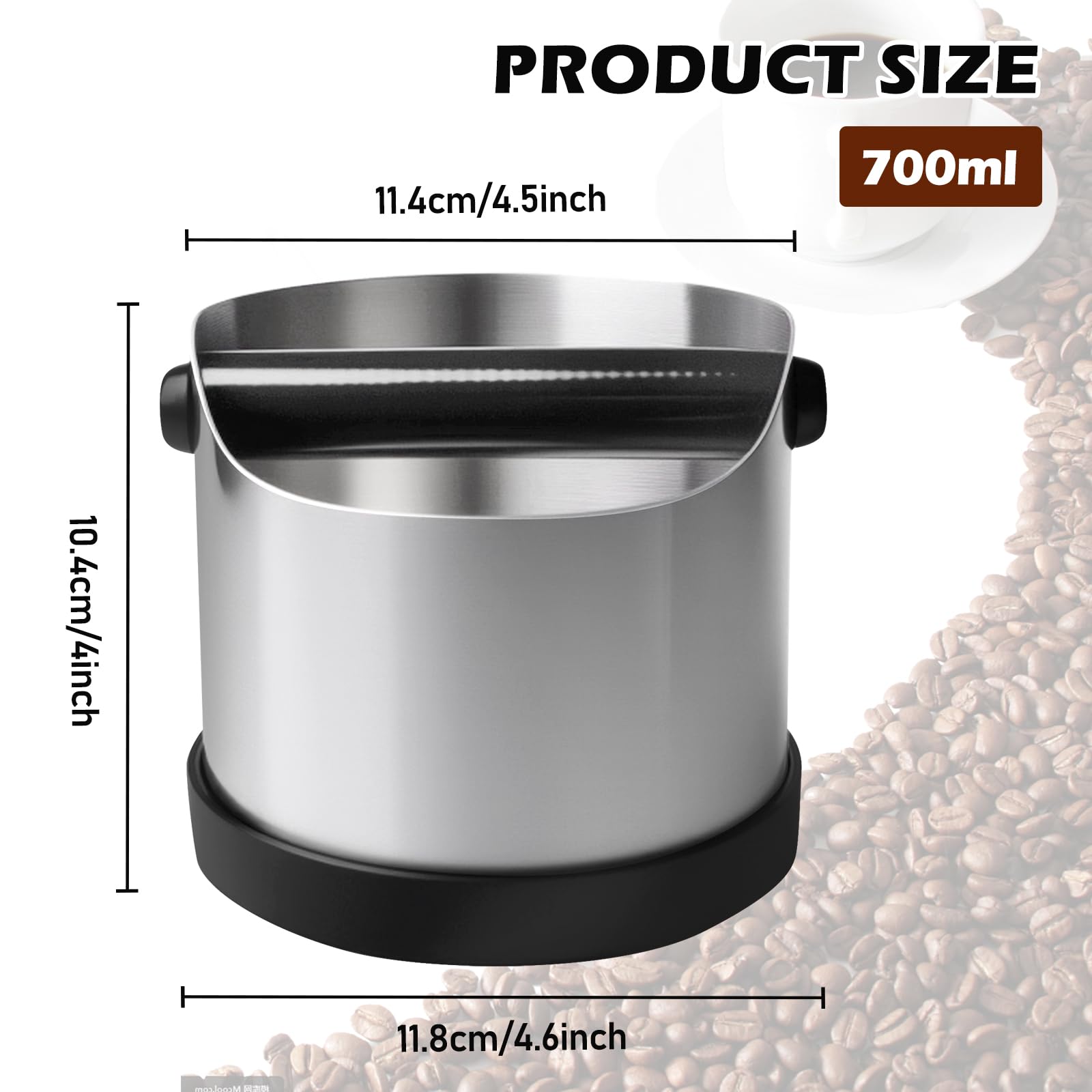 PORFOYO Contenitore per colino, contenitore per caffè in acciaio inox, con fondo antiscivolo, per raccogliere e riciclare