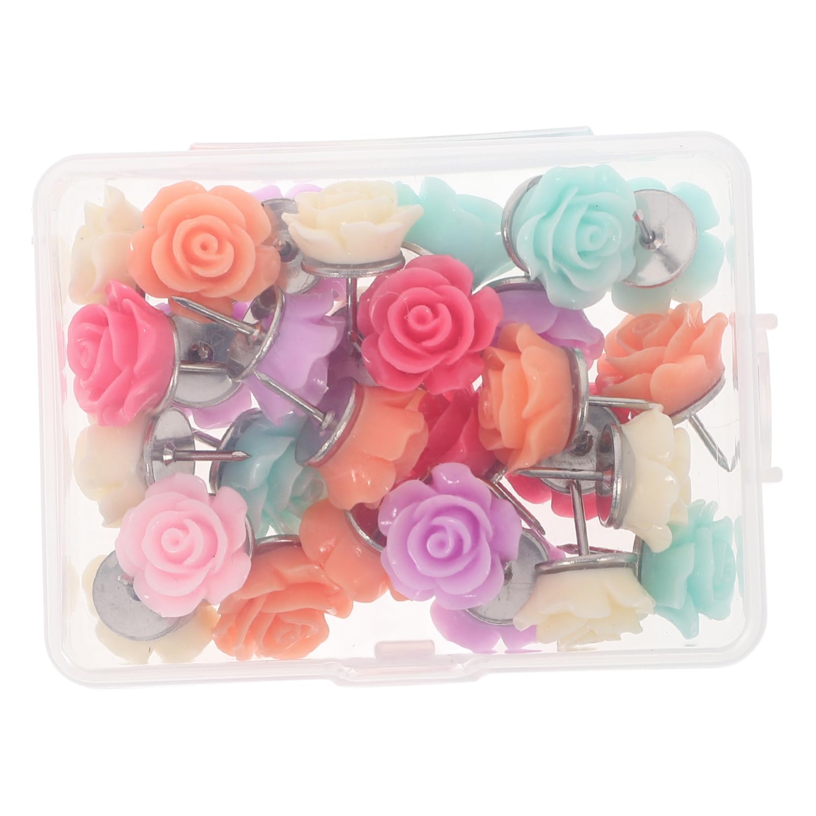 LALAFINA 150stücke Teiliges Dekorative Rosen-pinnnadeln Aus Resin Für Korktafeln Vielseitige Reißzwecken Mit Blumenmustern Zum Fixieren Von Fotos Karten Und Ankündigungen