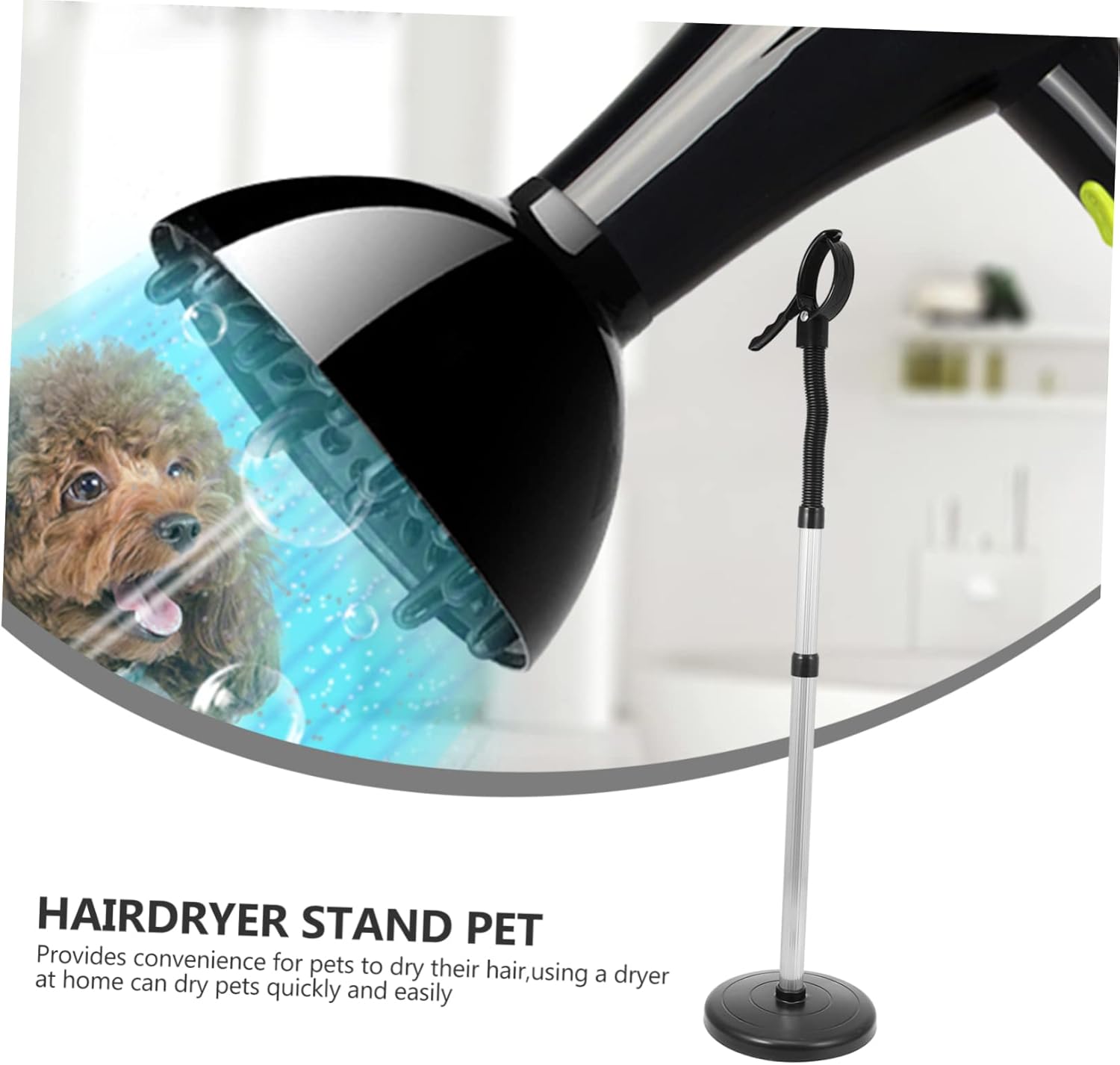 Pet Hair Dryer Storage Stand Hair Drying Holder for Dogs Rotation Sturdy Clip for Grooming