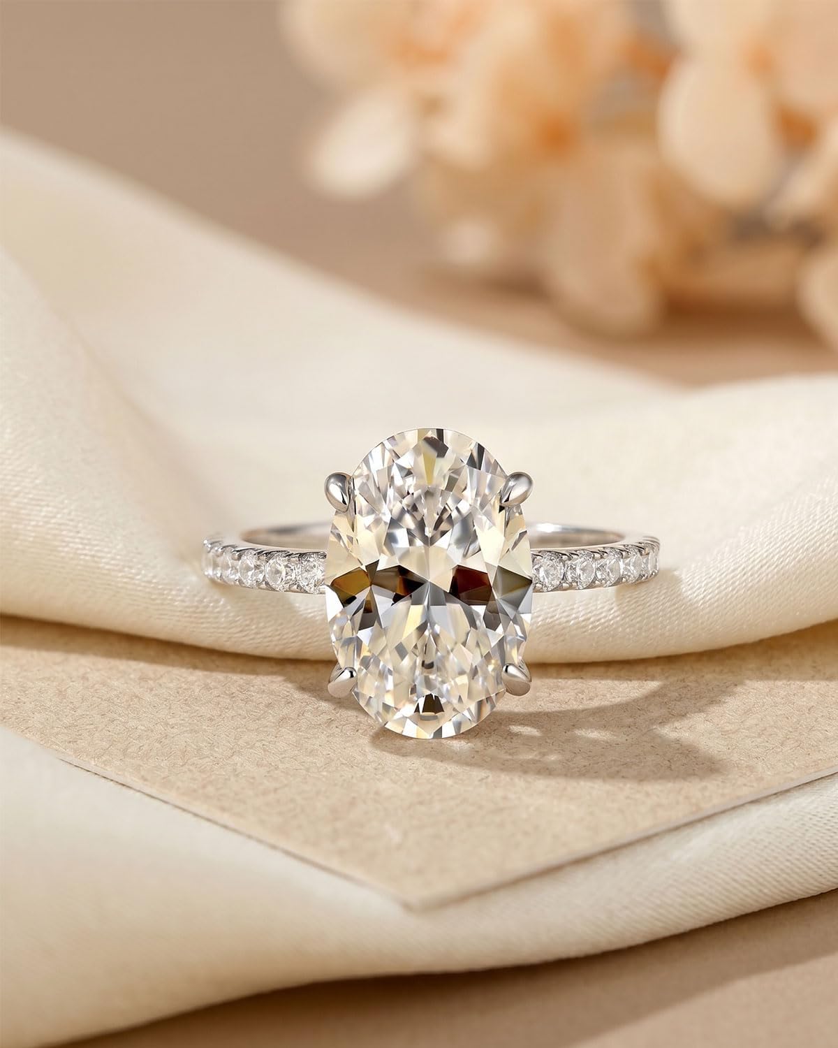 3.5/5.5CT Oval Cut Engagement Ring for Women 5A Grade Cubic Zirconia S925 Silver Simulated Diamond Promise Ring