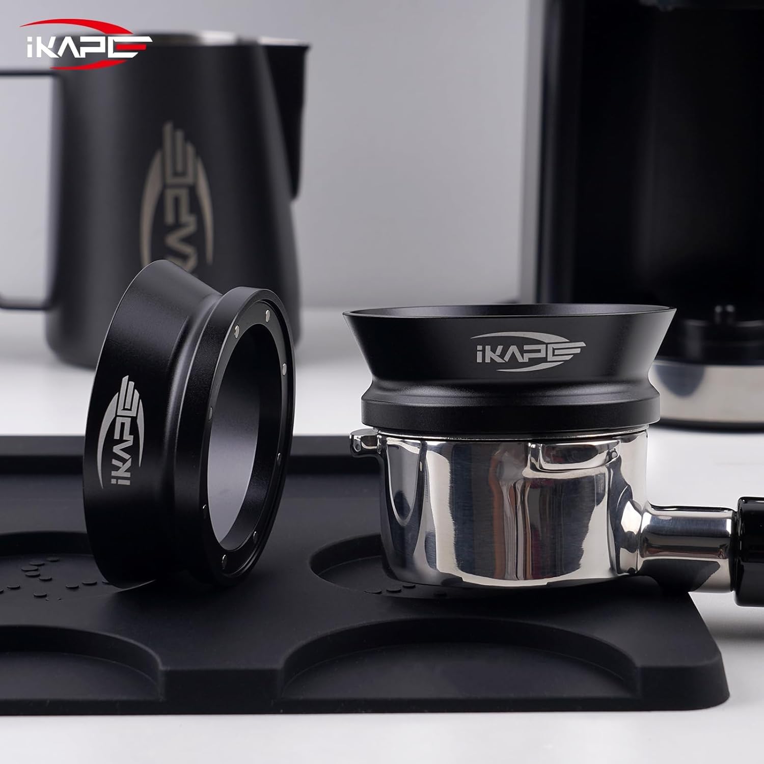 IKAPE 58mm Espresso-Dosiertrichter, Magnetischer Dosiertrichter mit 8 Magneten, Kaffeedosierring Kompatibel mit Allen 58mm Espresso-Filtern