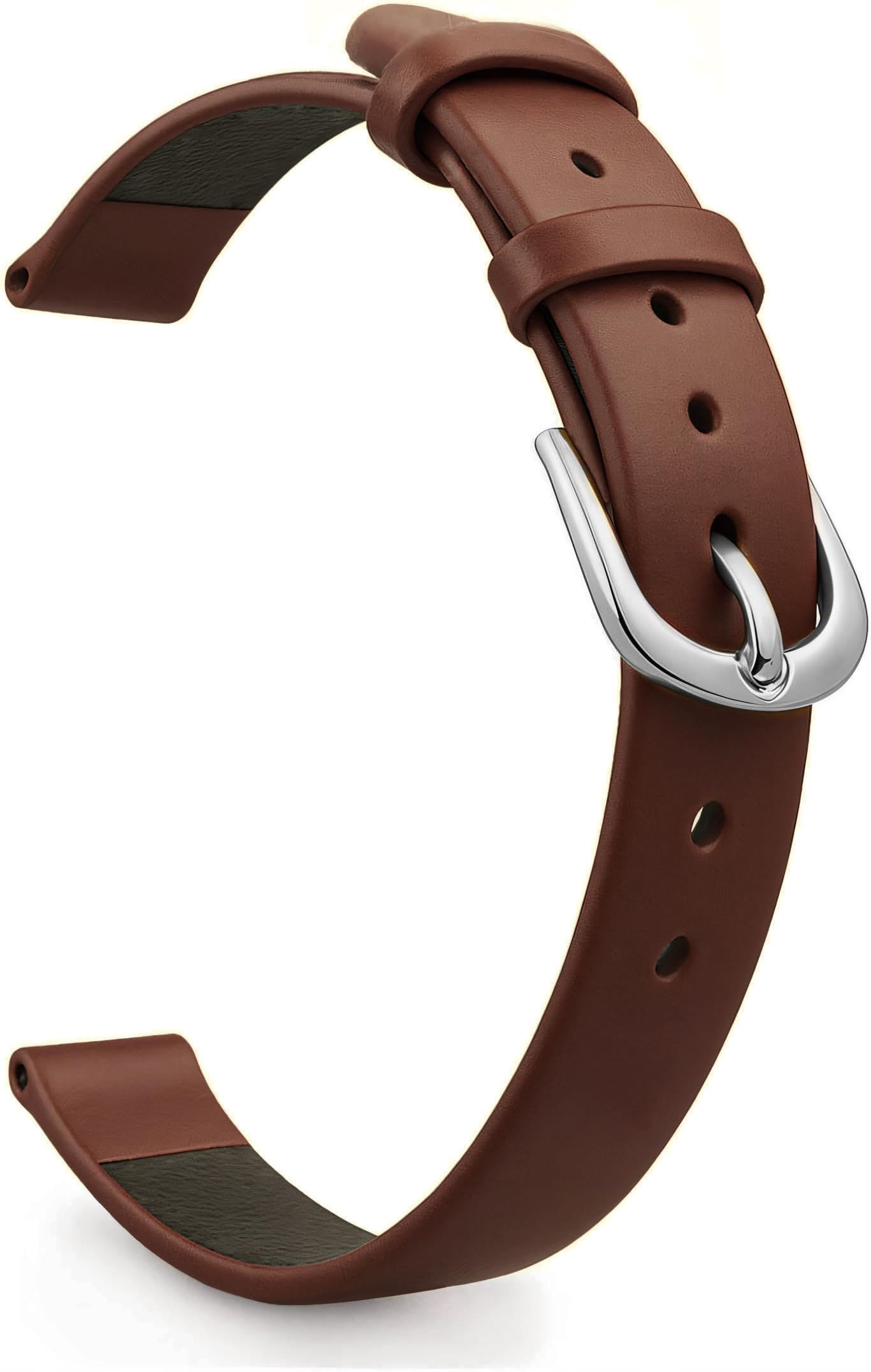6mm 8mm Solid Black Brown Smooth Italian Calfskin Watch Bands for Women
